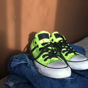 Neon yellow volt Converse